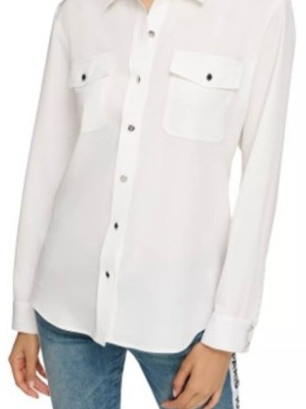 Karl Lagerfeld White Blouse with Black Branded Neck Label